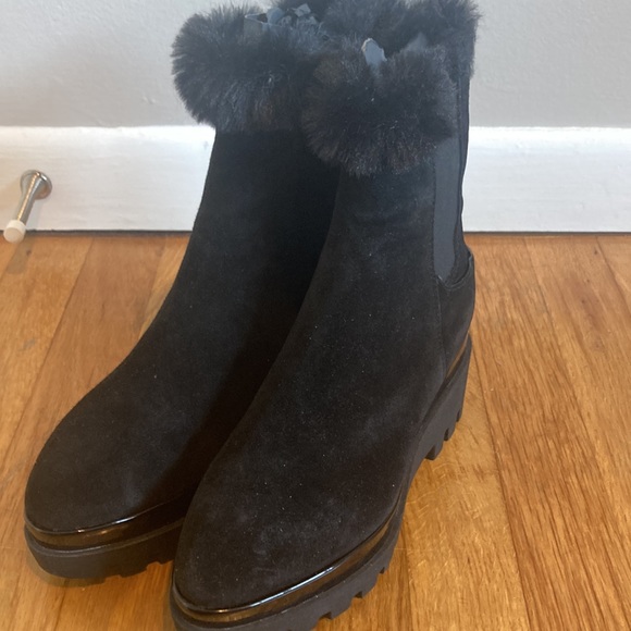 Black suede womens boots with wedge - Picture 6 of 10